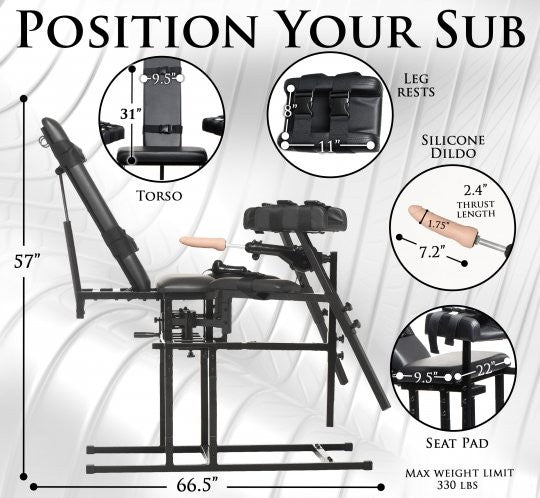 Leg Spreader Obedience Chair with Sex Machine