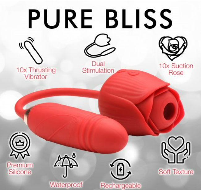 Romping Rose Suction and Thrusting Vibrator